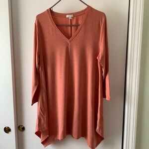Garnet Hill Shark Bite Hem Lagenlook Tunic L